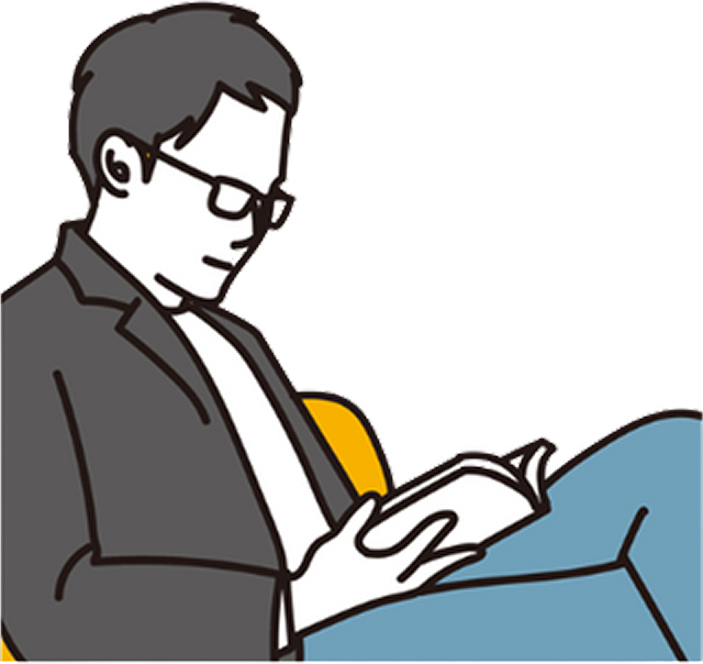 本を読んでいる男性のイラスト